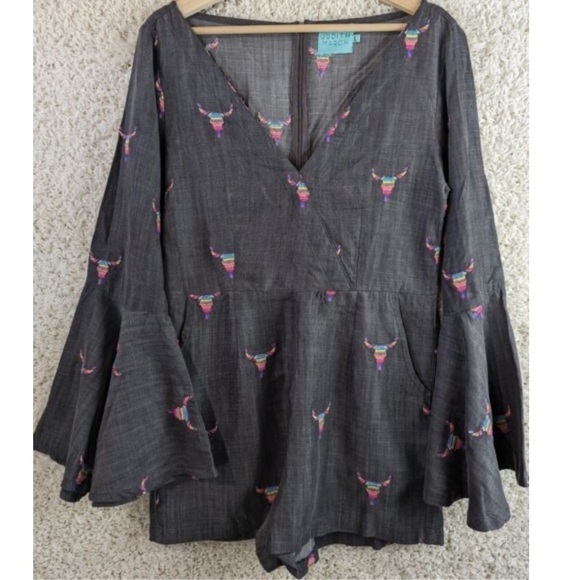 Anthropologie Judith March Chambray Romper Shorts sz L NEW Size L NEW #C416 - Picture 13 of 13